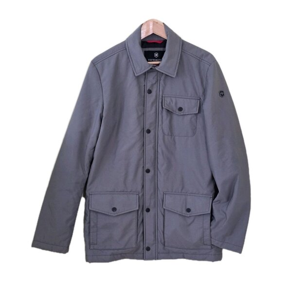 Victorinox Chore Barn Coat Mens S Gray LS Lined Zip Snap Utility Grunge Pockets - Picture 1 of 16
